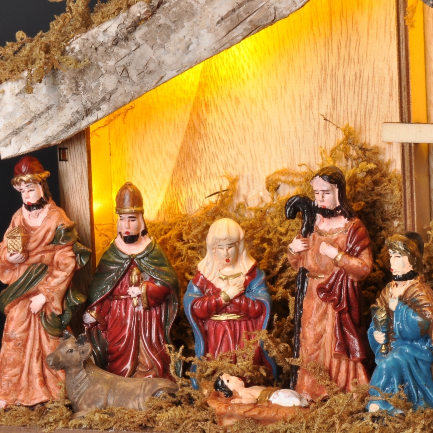 LED Christmas decoration LED/2xAA/warm white nativity scene