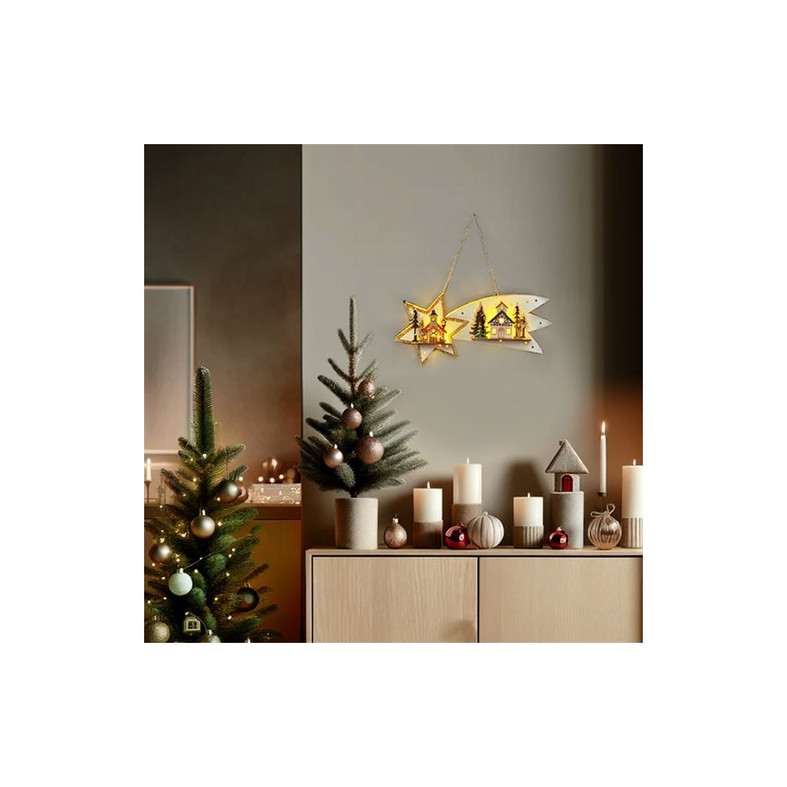 LED Christmas Decoration 10xLED/2xAA Comet