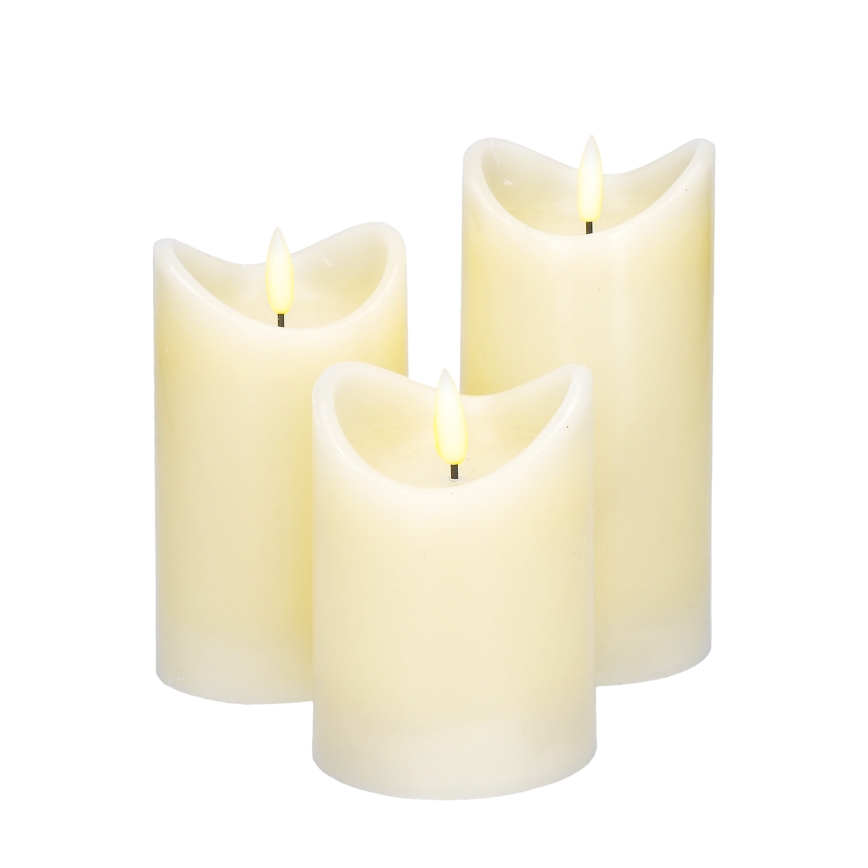 SET 3x LED Natural wax candle LED/3xAAA/warm white
