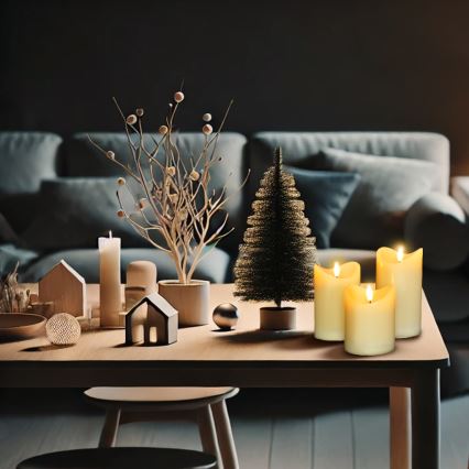 SET 3x LED Natural wax candle LED/3xAAA/warm white