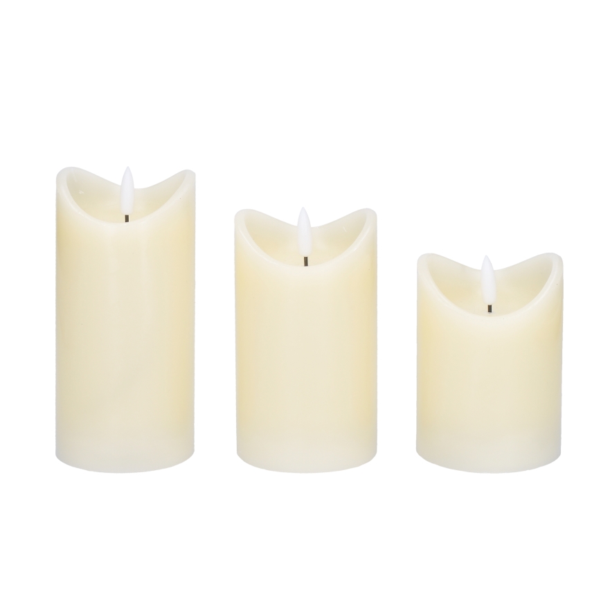 SET 3x LED Natural wax candle LED/3xAAA/warm white