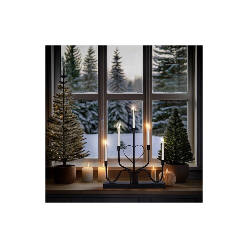 LED Christmas Candle Holder, 5xLED/2xAA, Warm White