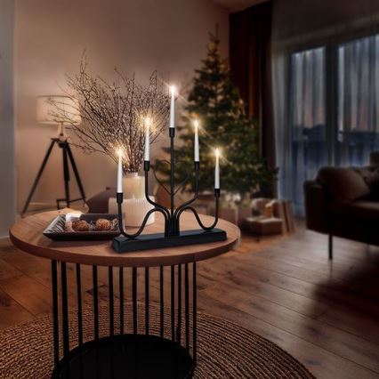 LED Christmas Candle Holder, 5xLED/2xAA, Warm White