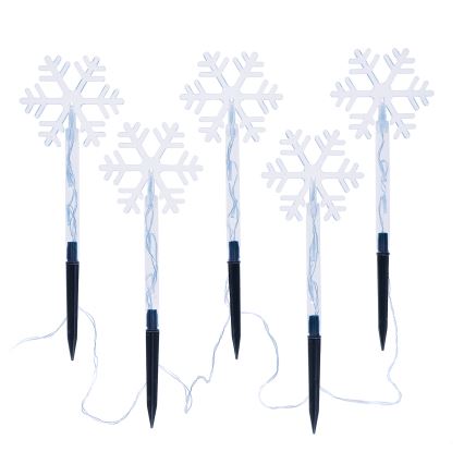 SET 5x LED Outdoor Christmas lamp LED/3xAA/cool white IP44