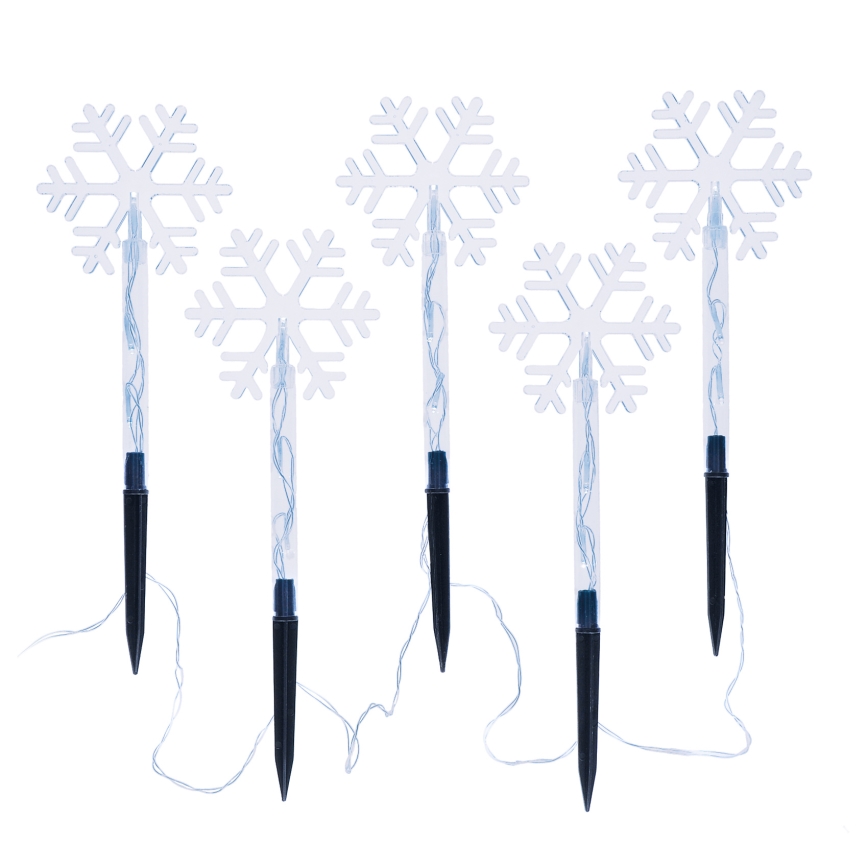 SET 5x LED Outdoor Christmas lamp LED/3xAA/cool white IP44