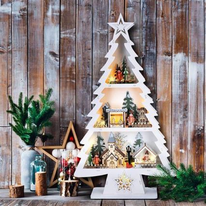 LED Christmas decoration 13xLED/2xAA wooden tree