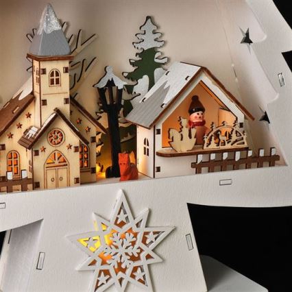 LED Christmas decoration 13xLED/2xAA wooden tree