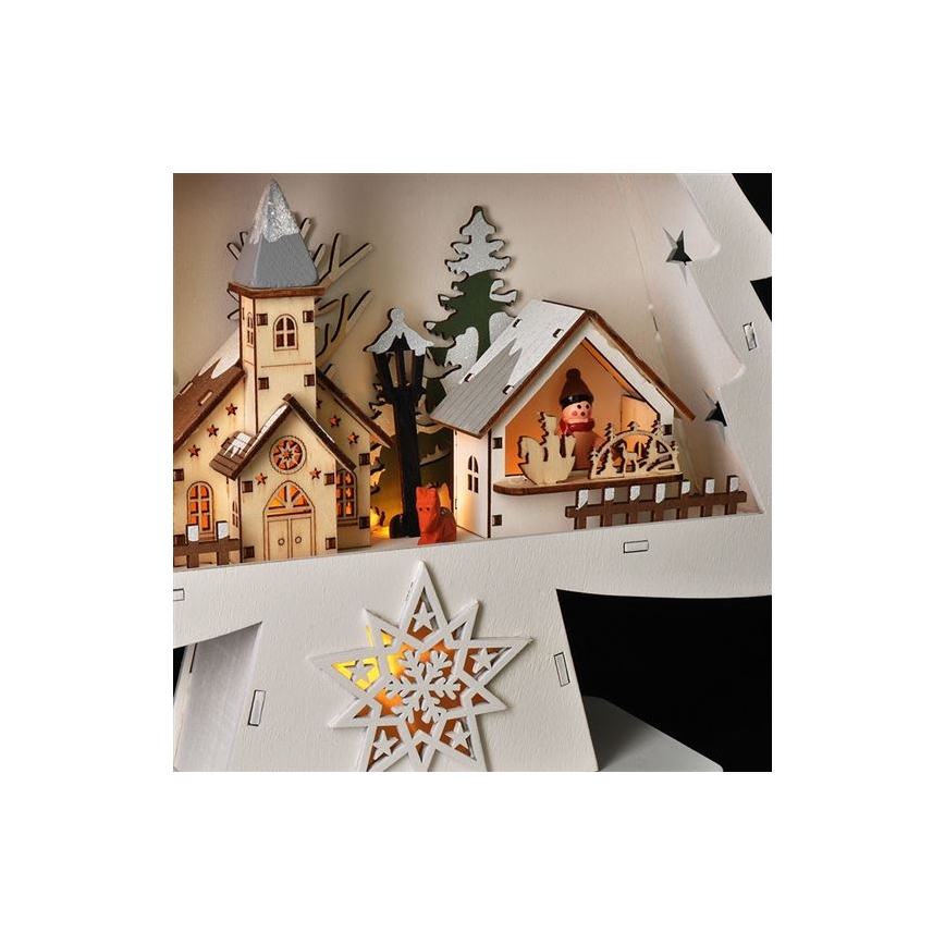 LED Christmas decoration 13xLED/2xAA wooden tree