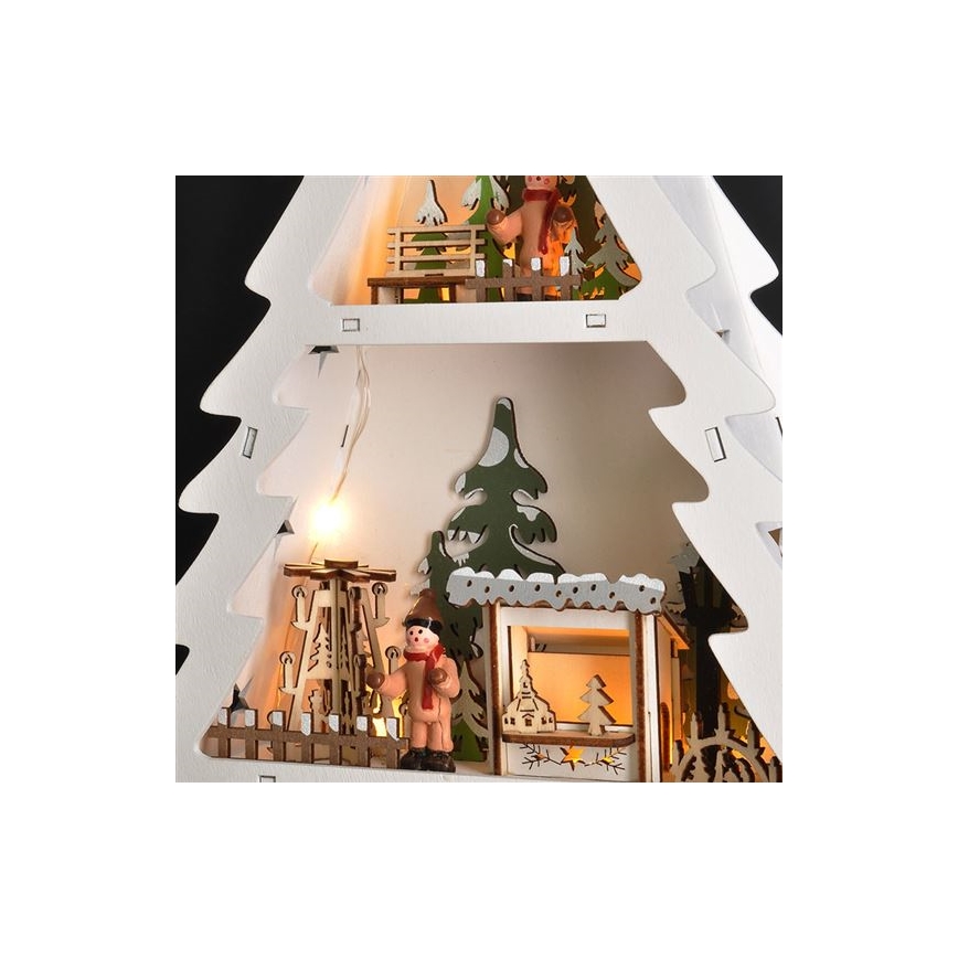 LED Christmas decoration 13xLED/2xAA wooden tree
