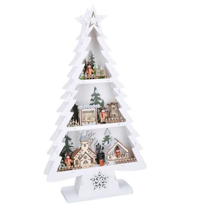 LED Christmas decoration 13xLED/2xAA wooden tree