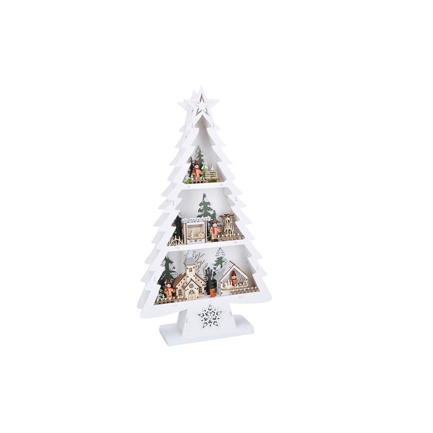 LED Christmas decoration 13xLED/2xAA wooden tree