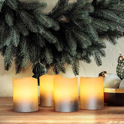 Set of 4 LED candles in natural wax LED/1xCR2032 warm white