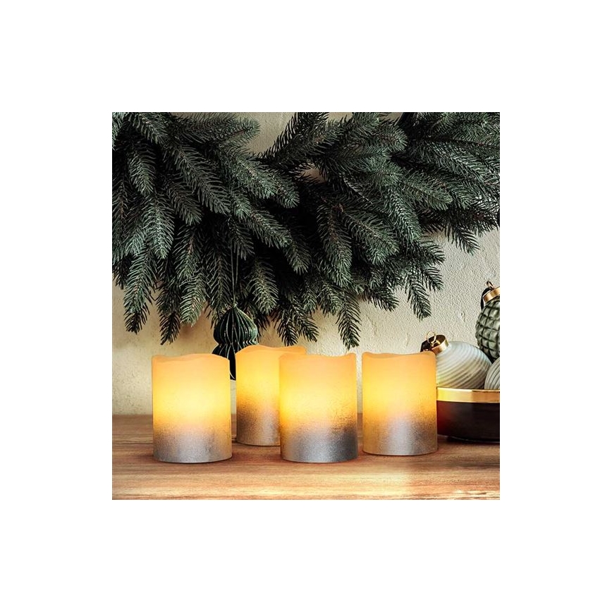 Set of 4 LED candles in natural wax LED/1xCR2032 warm white