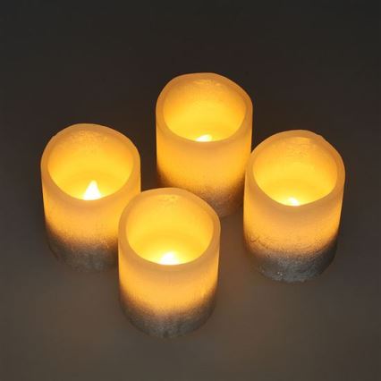 Set of 4 LED candles in natural wax LED/1xCR2032 warm white