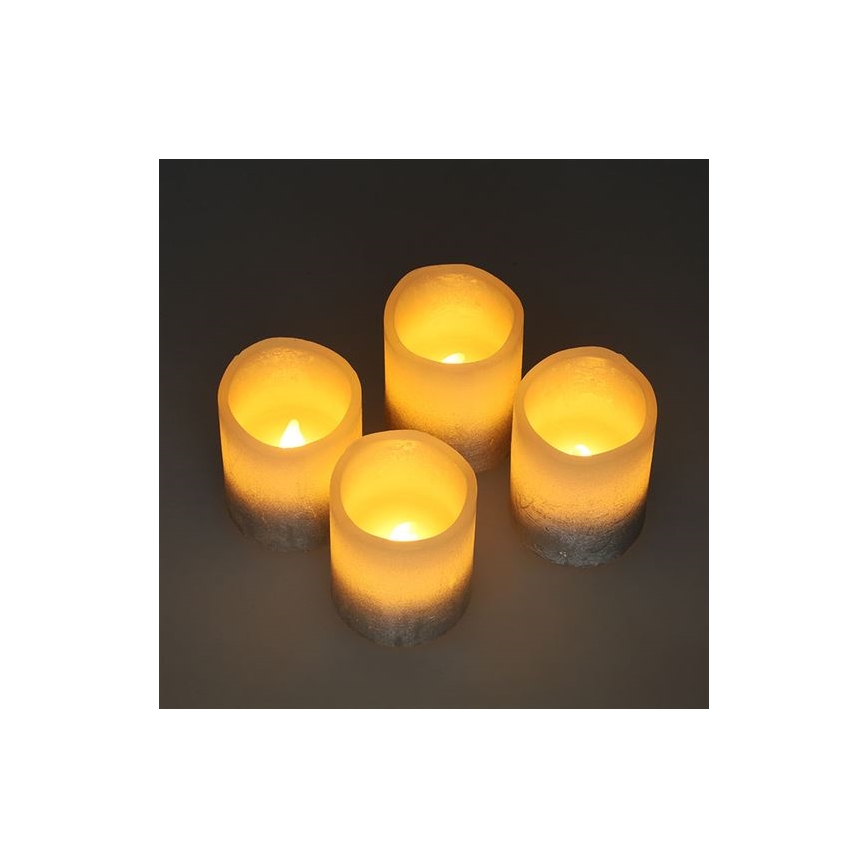 Set of 4 LED candles in natural wax LED/1xCR2032 warm white