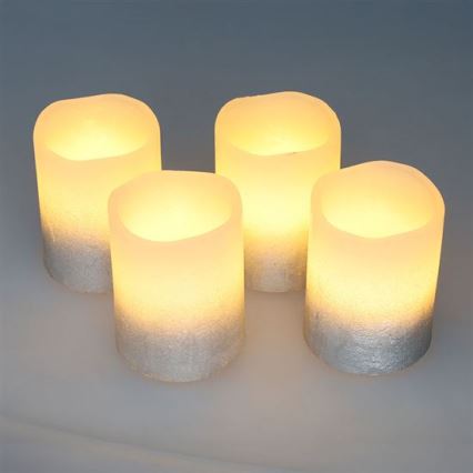 Set of 4 LED candles in natural wax LED/1xCR2032 warm white