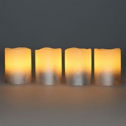 Set of 4 LED candles in natural wax LED/1xCR2032 warm white