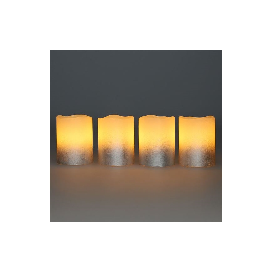 Set of 4 LED candles in natural wax LED/1xCR2032 warm white