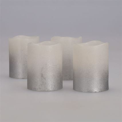 Set of 4 LED candles in natural wax LED/1xCR2032 warm white