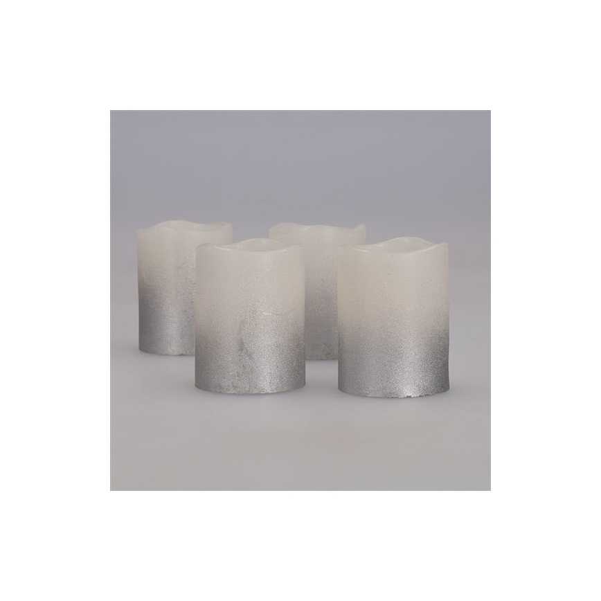 Set of 4 LED candles in natural wax LED/1xCR2032 warm white