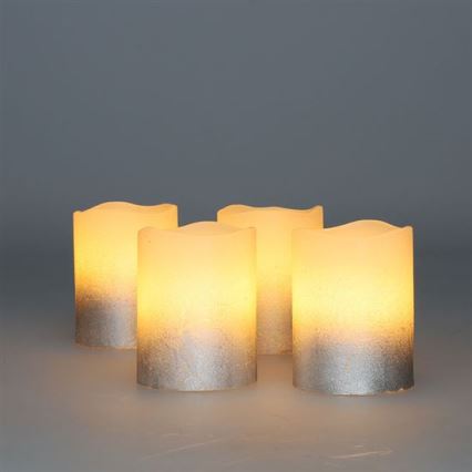 Set of 4 LED candles in natural wax LED/1xCR2032 warm white