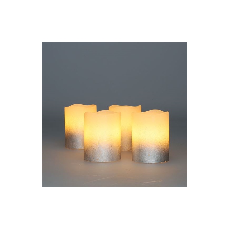 Set of 4 LED candles in natural wax LED/1xCR2032 warm white