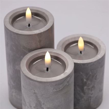 Set of 3 LED Candles, 2×AA, Warm White