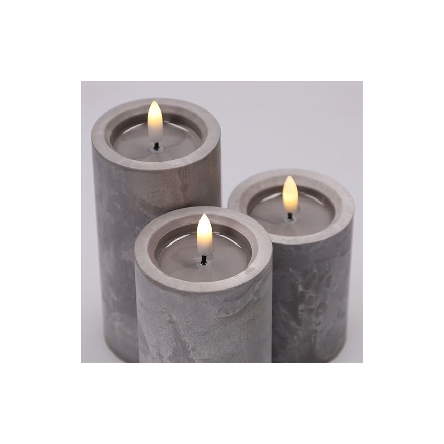 Set of 3 LED Candles, 2×AA, Warm White