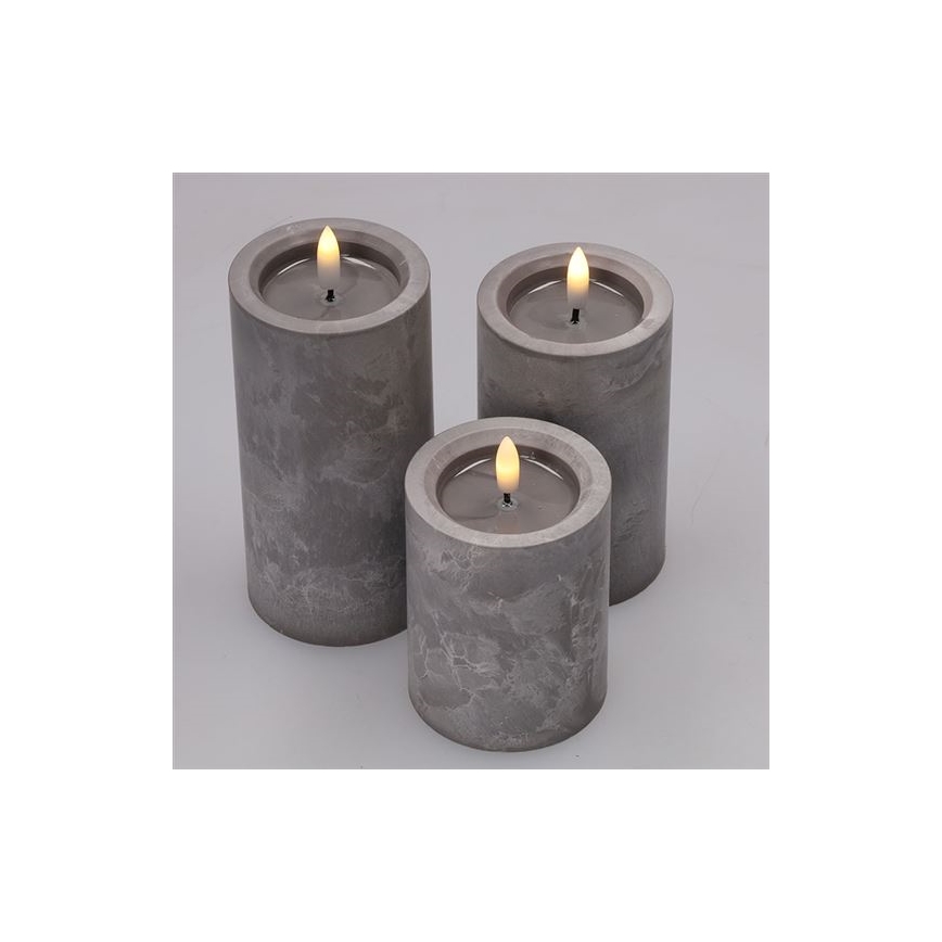 Set of 3 LED Candles, 2×AA, Warm White