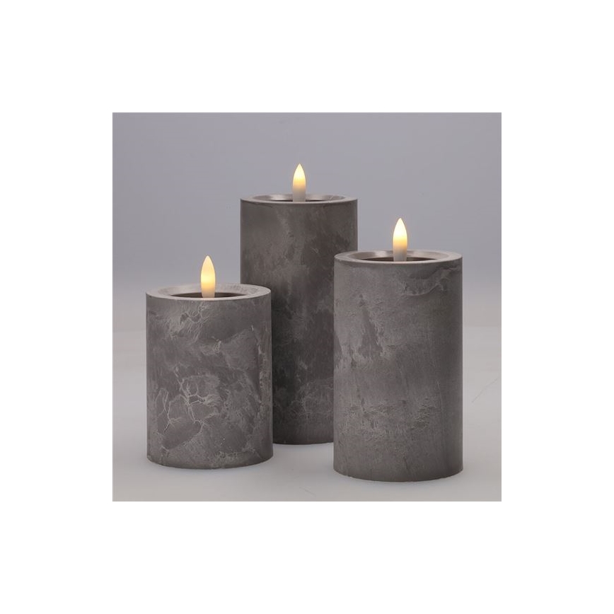 Set of 3 LED Candles, 2×AA, Warm White