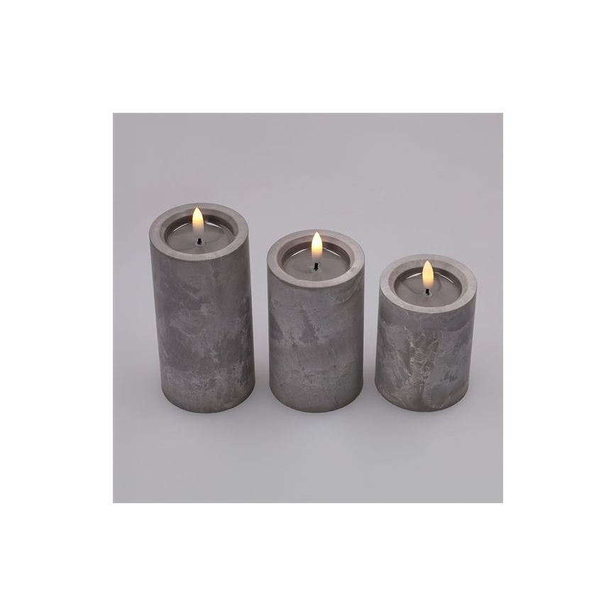 Set of 3 LED Candles, 2×AA, Warm White