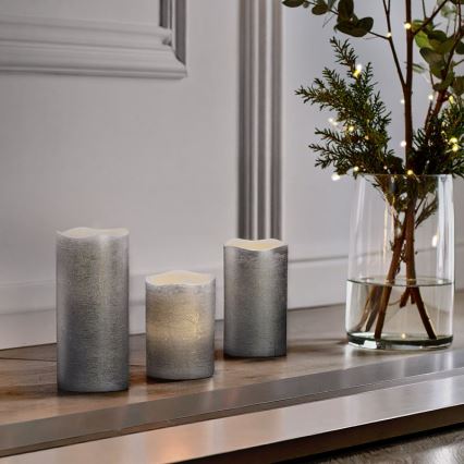 Set of 3 LED candles, battery-powered (3×AAA), warm white