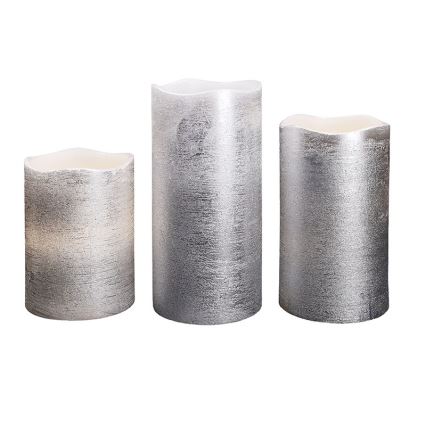 Set of 3 LED candles, battery-powered (3×AAA), warm white