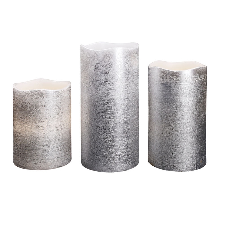 Set of 3 LED candles, battery-powered (3×AAA), warm white