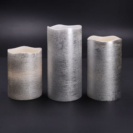 Set of 3 LED candles, battery-powered (3×AAA), warm white