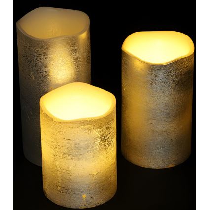 Set of 3 LED candles, battery-powered (3×AAA), warm white