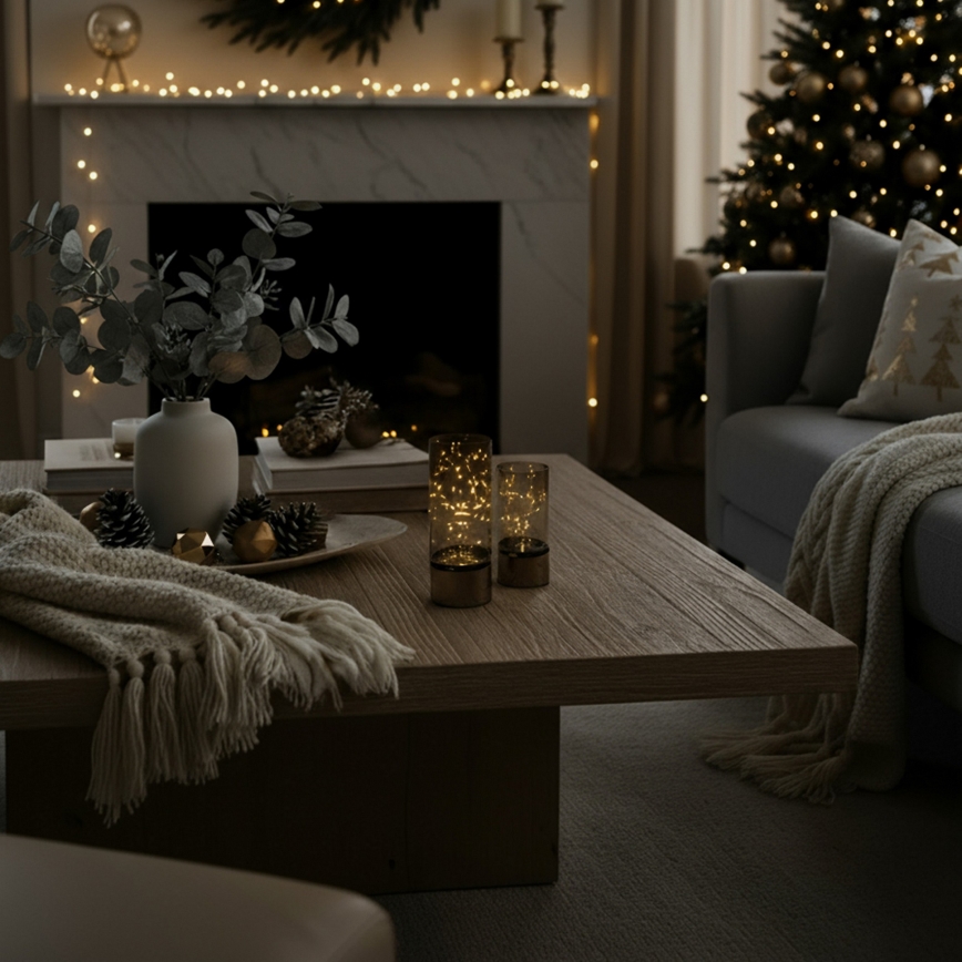 Set of 2 LED Christmas lights 20xLED+10xLED/2xAA+3xAA warm white