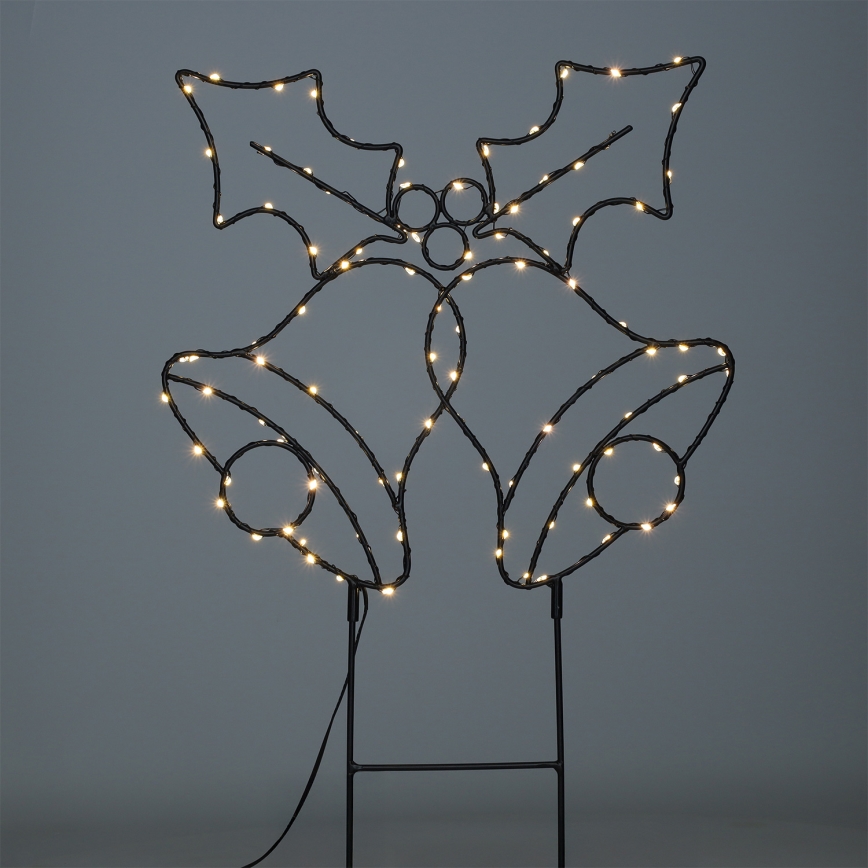 LED Outdoor Christmas Decoration 100xLED/3xAA IP44 Warm White Bells