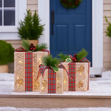 Set of 3 LED Christmas Gift Lights, 48 LEDs / 3.6W / 230V / IP44, Warm White