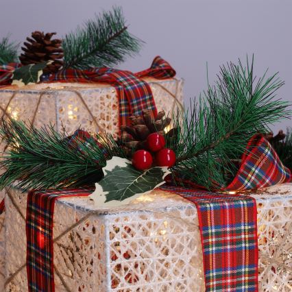 Set of 3 LED Christmas Gift Lights, 48 LEDs / 3.6W / 230V / IP44, Warm White