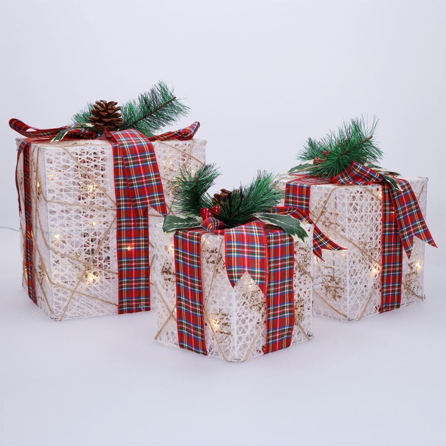 Set of 3 LED Christmas Gift Lights, 48 LEDs / 3.6W / 230V / IP44, Warm White