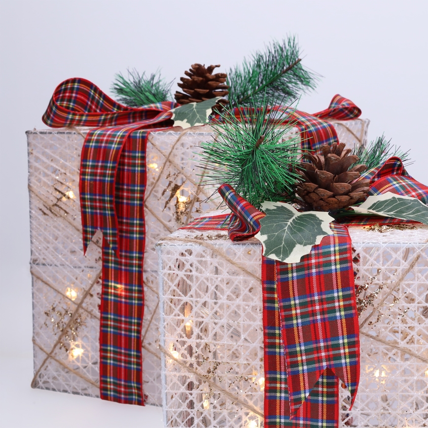 Set of 3 LED Christmas Gift Lights, 48 LEDs / 3.6W / 230V / IP44, Warm White