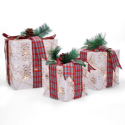 Set of 3 LED Christmas Gift Lights, 48 LEDs / 3.6W / 230V / IP44, Warm White