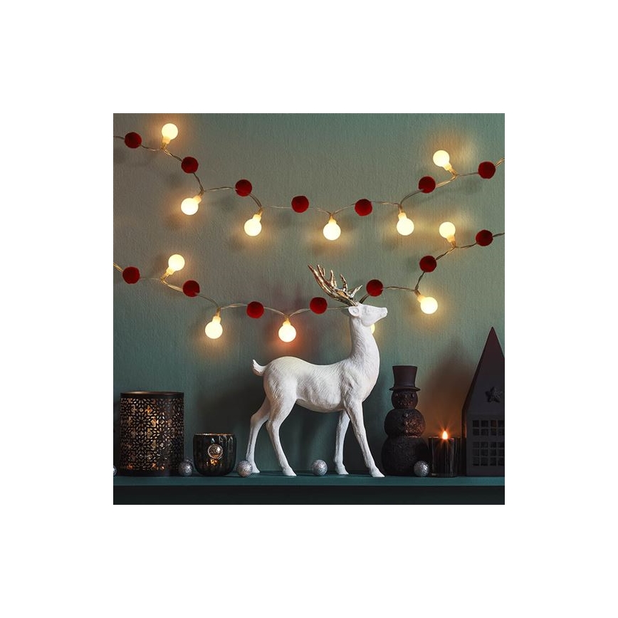 LED Christmas string lights 20 LEDs / 2xAA, 1.8 m, warm white