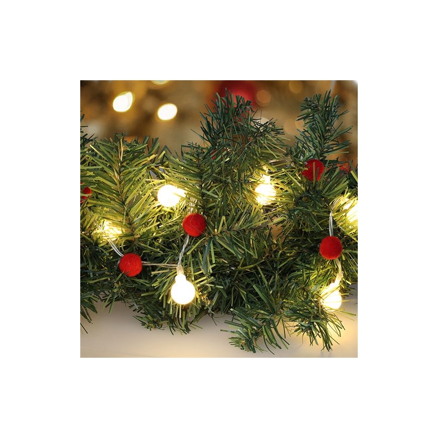 LED Christmas string lights 20 LEDs / 2xAA, 1.8 m, warm white