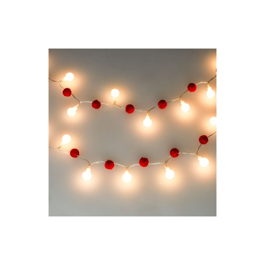 LED Christmas string lights 20 LEDs / 2xAA, 1.8 m, warm white