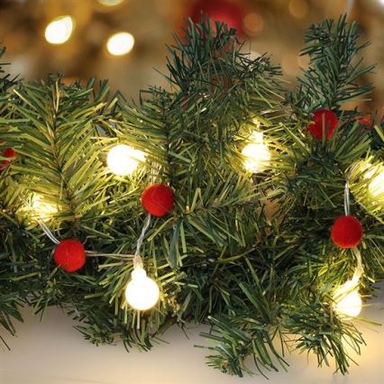 LED Christmas String Lights, 20 LEDs, battery-operated (2×AA), 1.8 m, Warm White