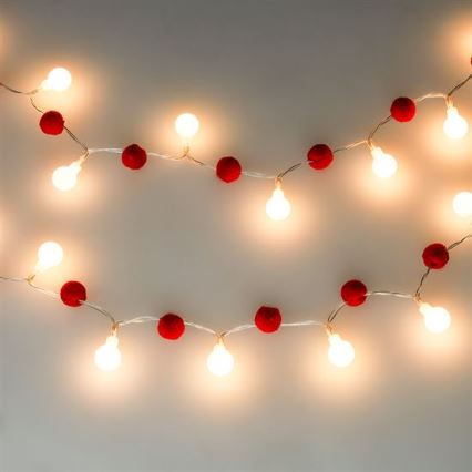 LED Christmas String Lights, 20 LEDs, battery-operated (2×AA), 1.8 m, Warm White