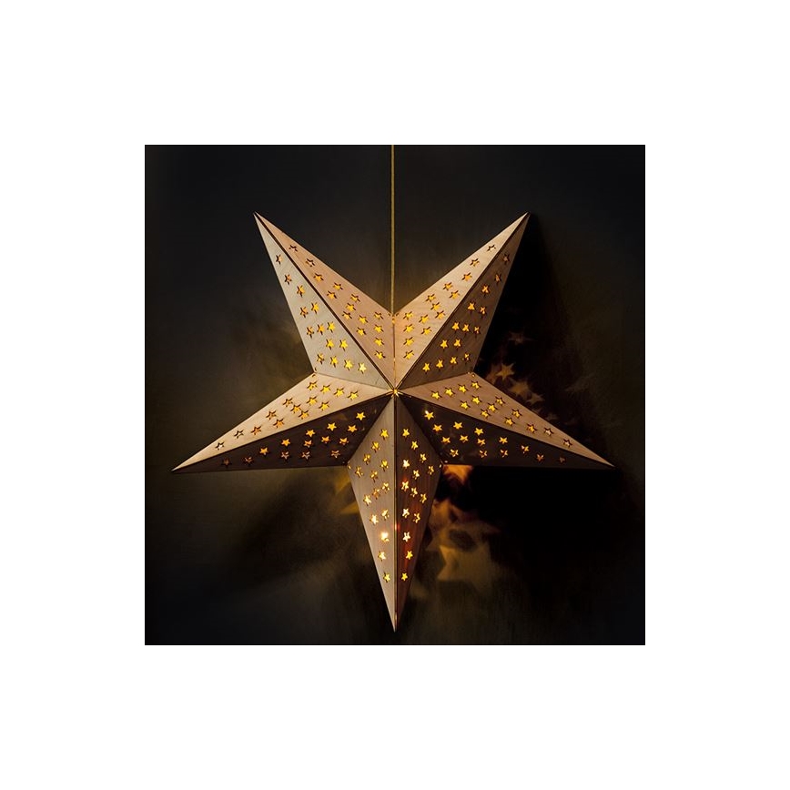 Beige Star LED Christmas Decoration, 20 LEDs, 2×AA, Warm White