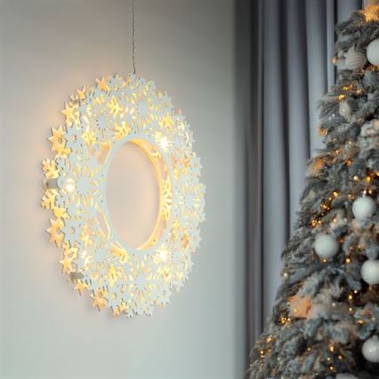 LED Christmas Decoration 10xLED/2xAA Warm White Wreath